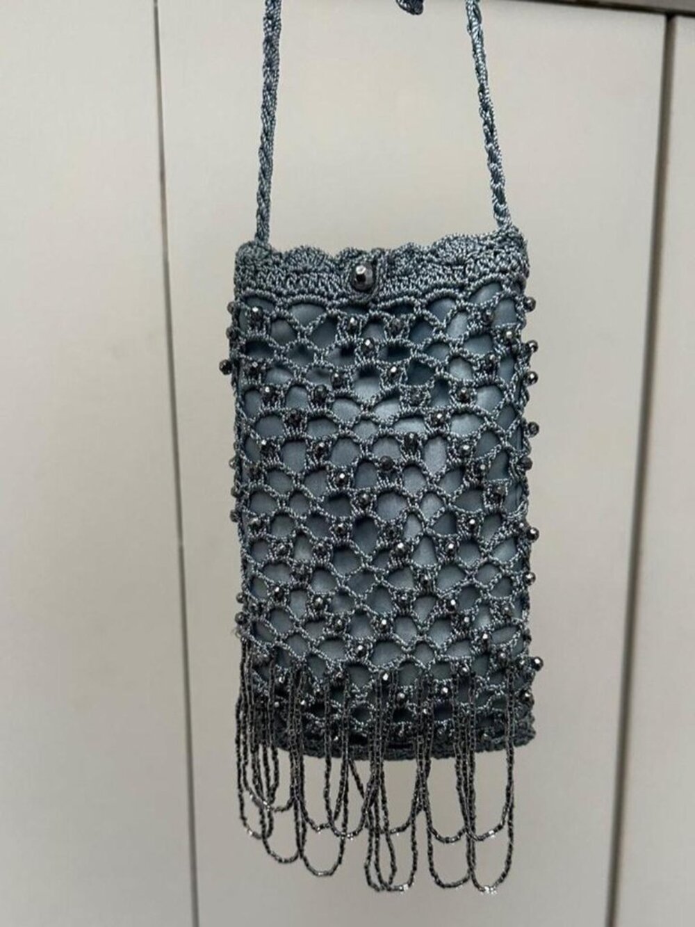 Vintage Ice Blue Beaded Evening Bag